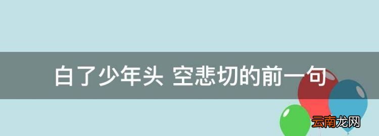 白了少年头 空悲切的前一句，白了少年头空悲切的上一句是什么