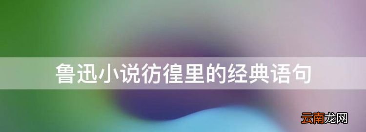 鲁迅小说彷徨里的经典语句，鲁迅《彷徨》中的经典名言有哪些